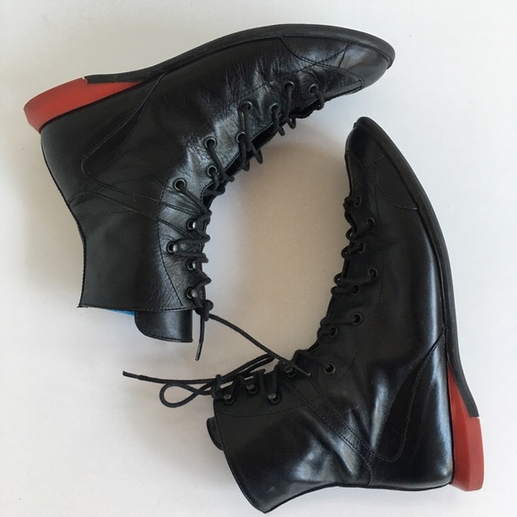 E-mail Women US 7 UK 5 Black Leather Lace-Up Boots - Picture 6 of 12